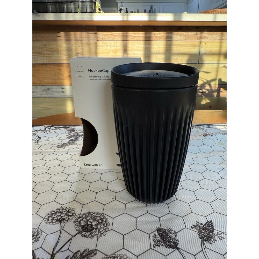 NIB Huskee Cup 12 Oz  with Universal Lid BPA Free Natural Repurpose Reusable NEW